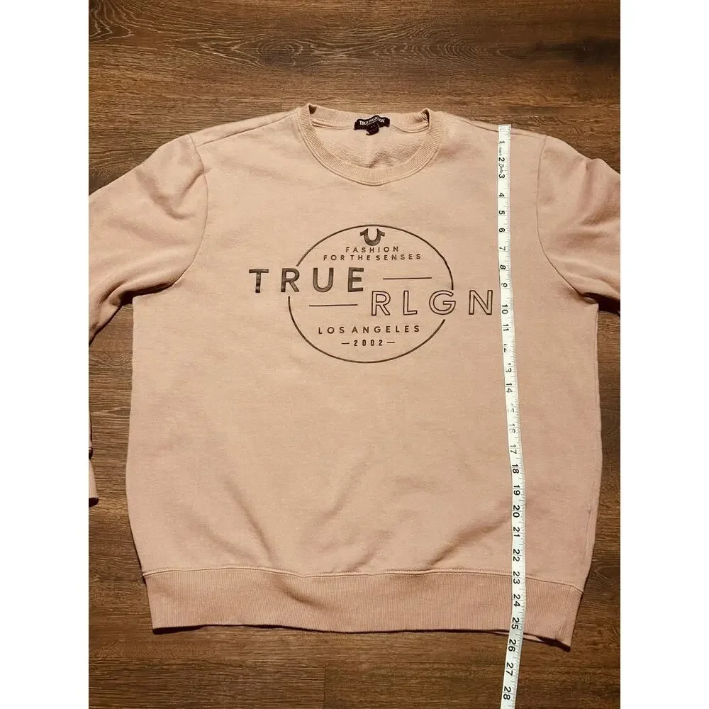 TRUE RELIGION Men’s Halo Sweatshirt Los Angeles Graphic Sweater Maeve Pink SZ L